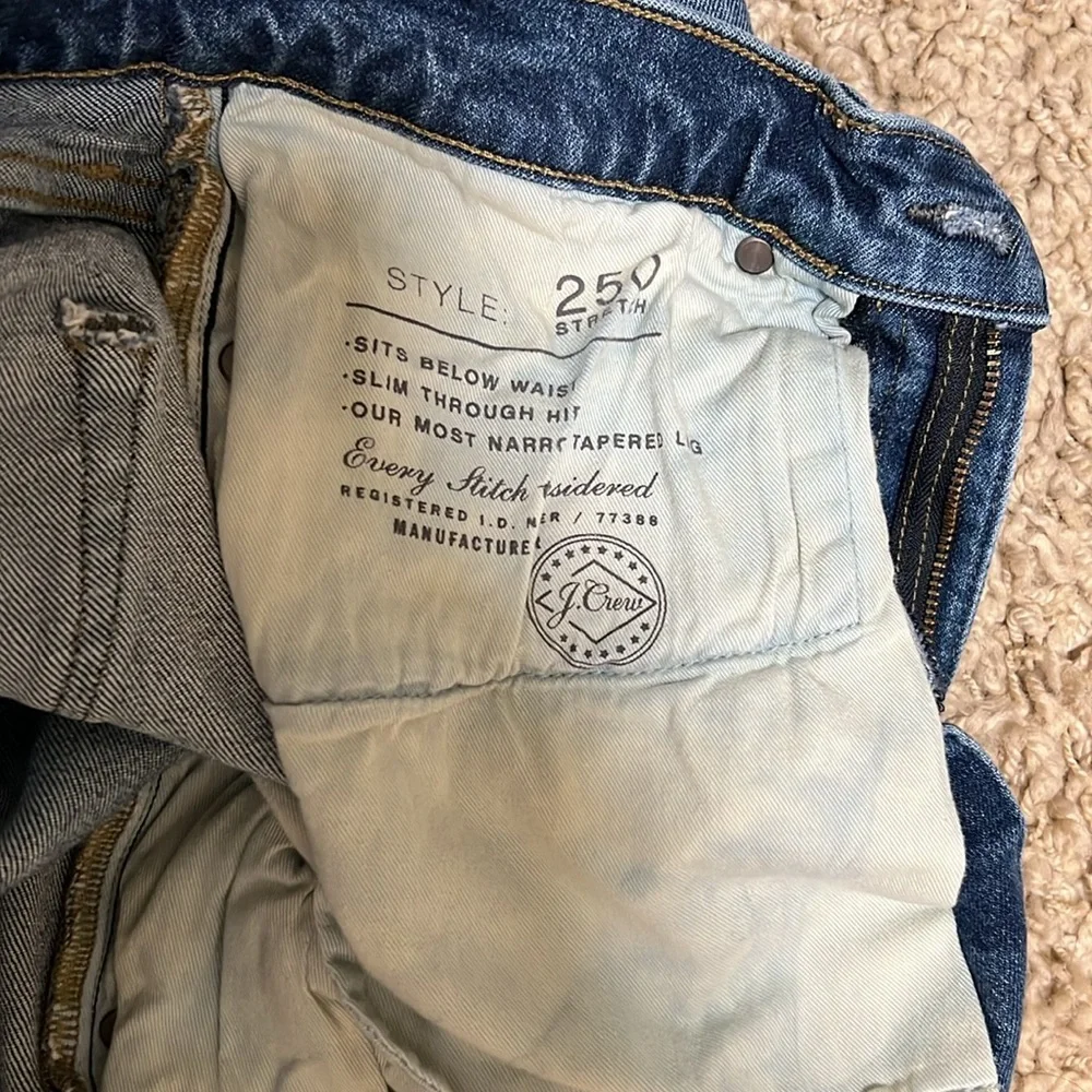 Men’s J Crew 250 Skinny Fit Denim Jeans W 32 L 32